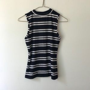Striped mock-neck tank